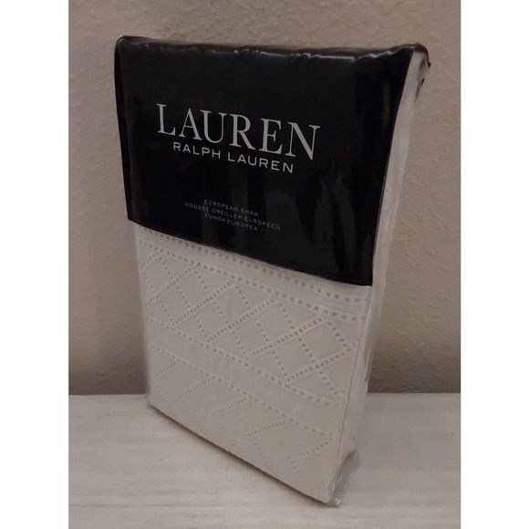 Ralph Lauren WILLA HEMSTITCH Cream Cotton Euro European Pillow Sham 26"x26" - Picture 2 of 10